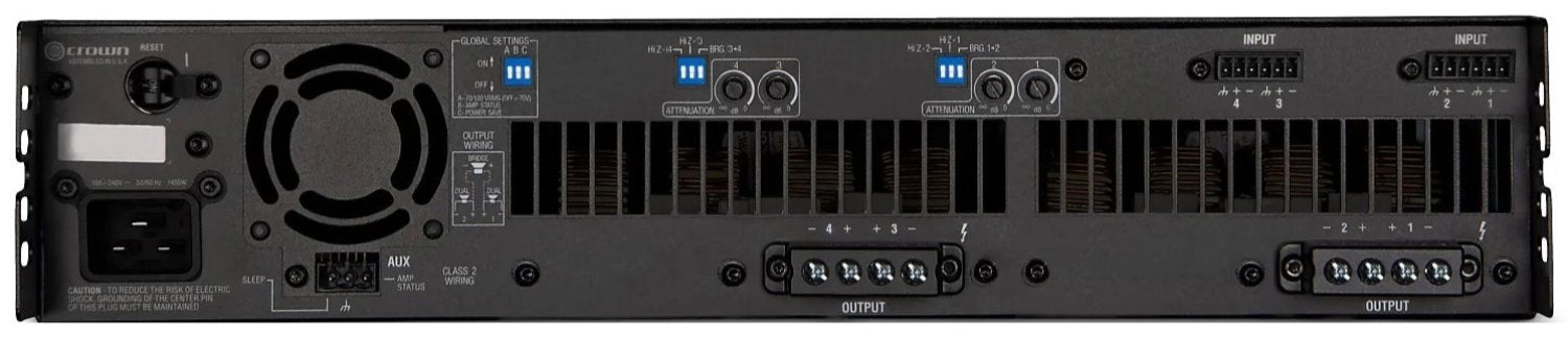 Crown DCI4X1250 High-Performance 4 Channel 1250 Watt Analog Power Amplifier - 70/100 Volt