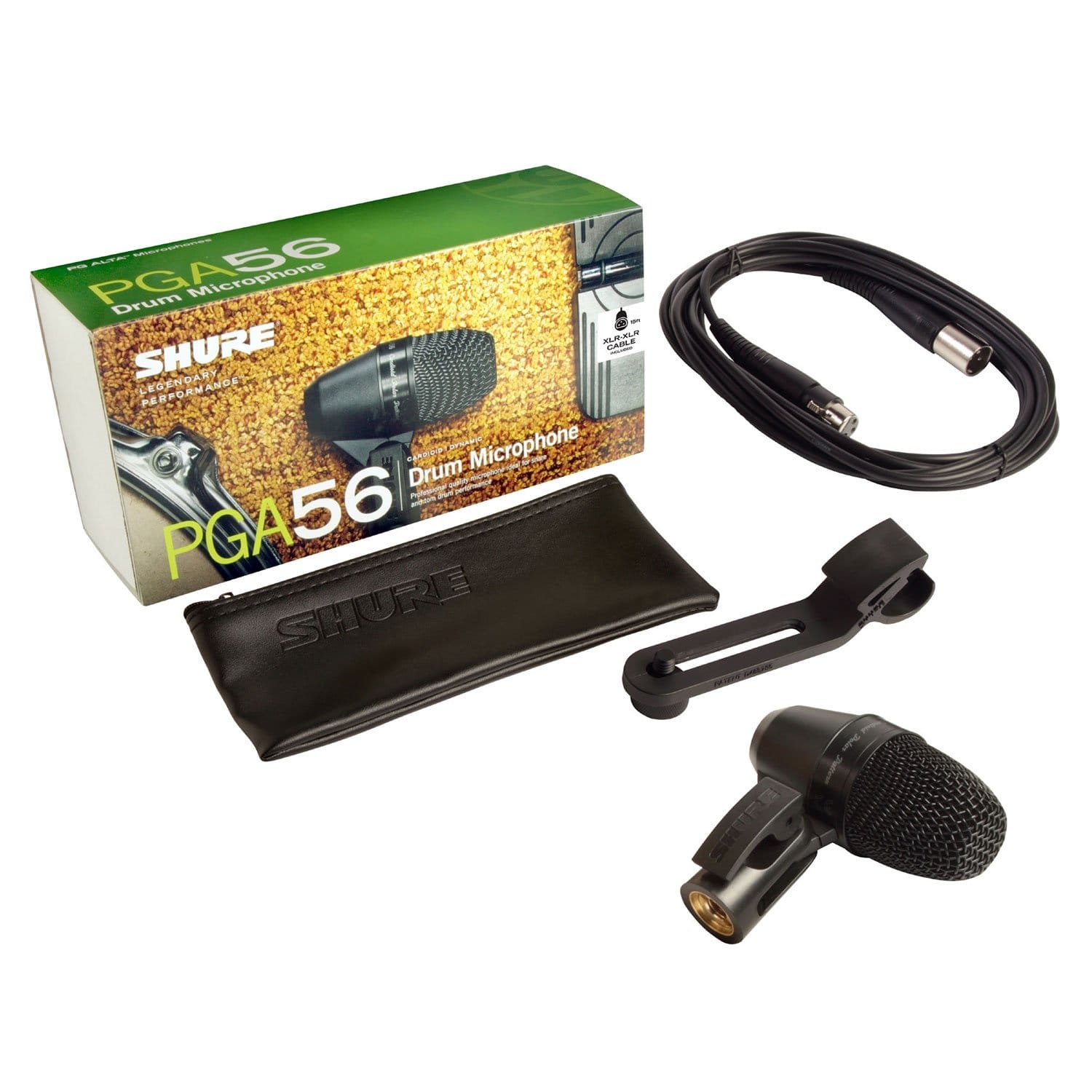 Shure PGA56-XLR Dynamic Snare/Tom Microphone Bundle with XLR Cable - Unleash Your Drumming Sound!