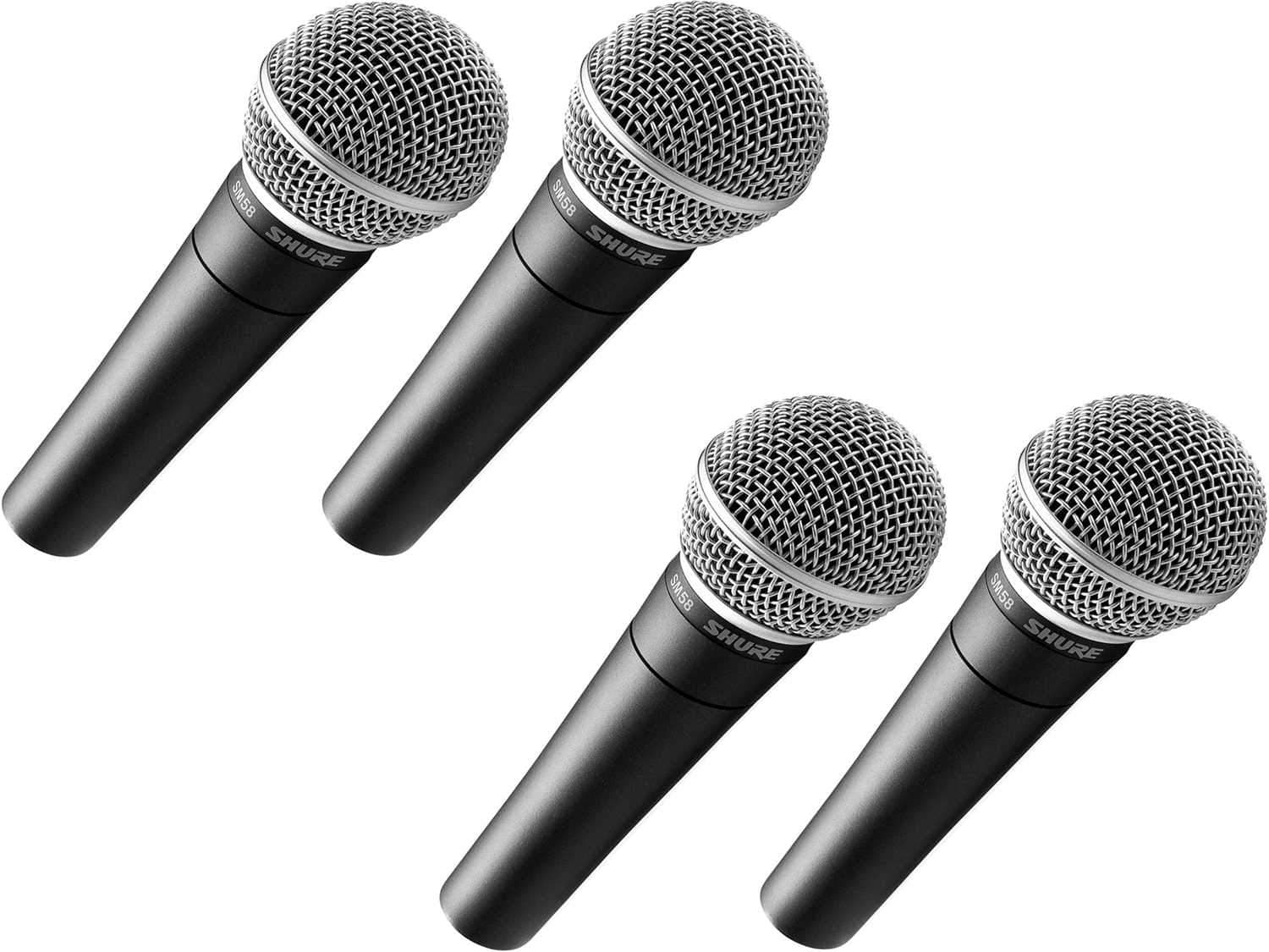 Shure SM58 Cardioid Dynamic Vocal Microphone Bundle - 4 Pack