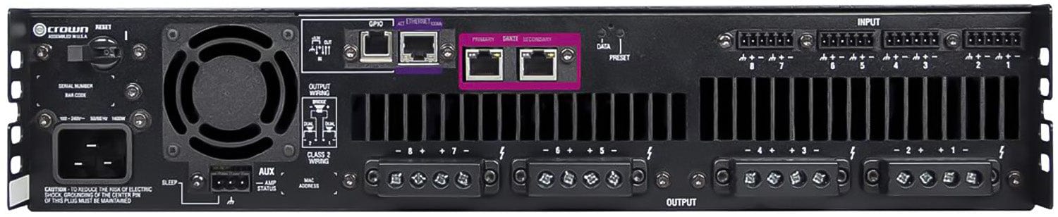 Crown DCI8X600D: The Ultimate 8 Channel 600 Watt 4 Ohm Power Amplifier with Dante - 70/100 Volt