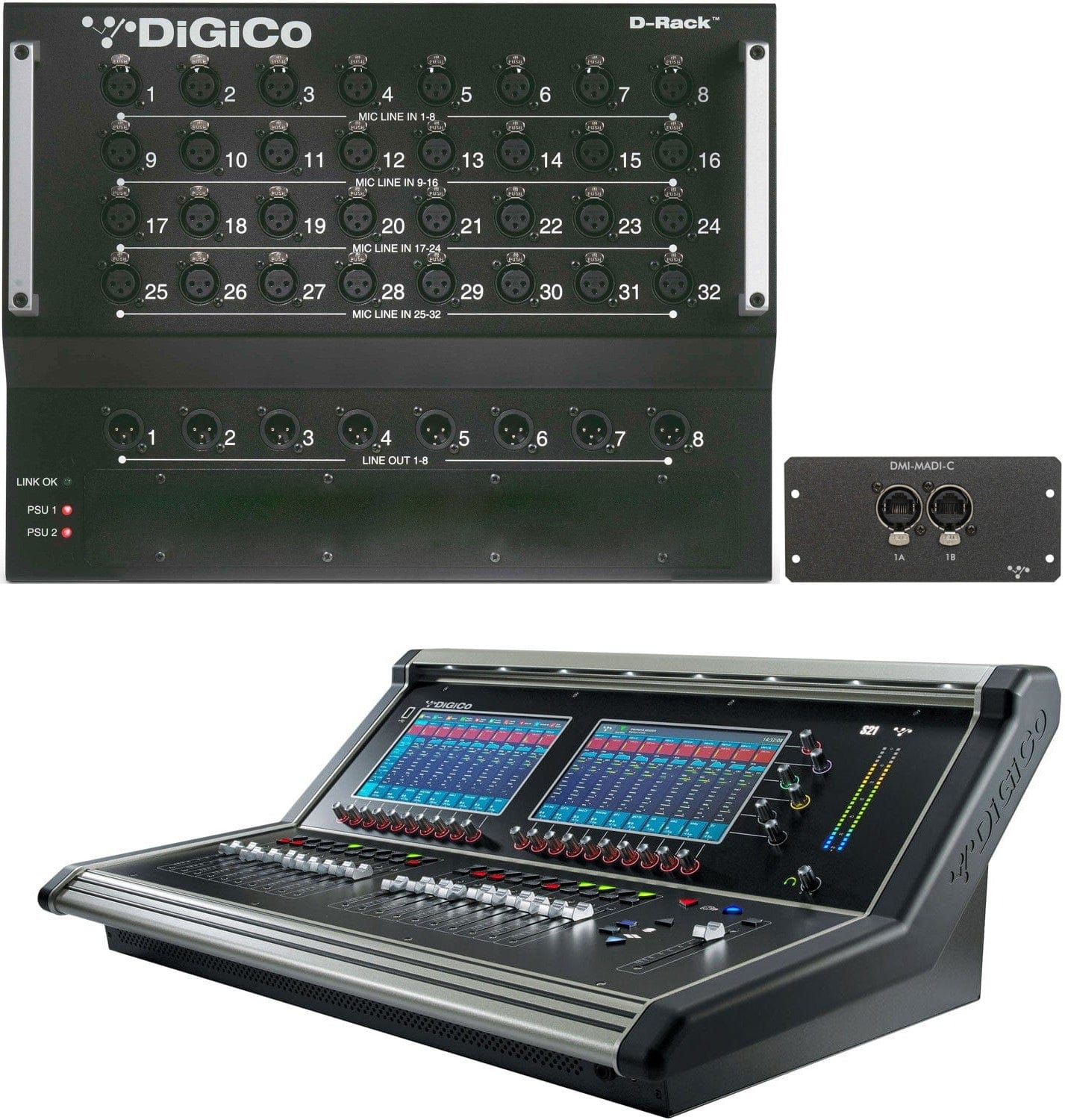 DiGiCo X-S21-C-RP S21 Digital Mixer and D-Rack CAT6-MADI Combo - Your Ultimate Audio Solution