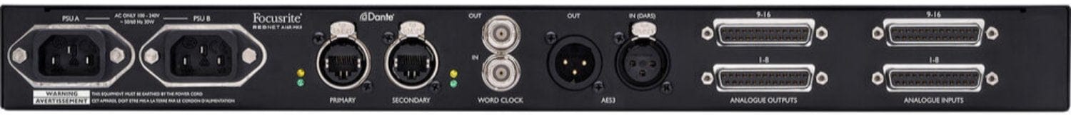 Professional Dante-Powered 8x8 Analogue Audio Interface - Focusrite RedNet A16R MkII