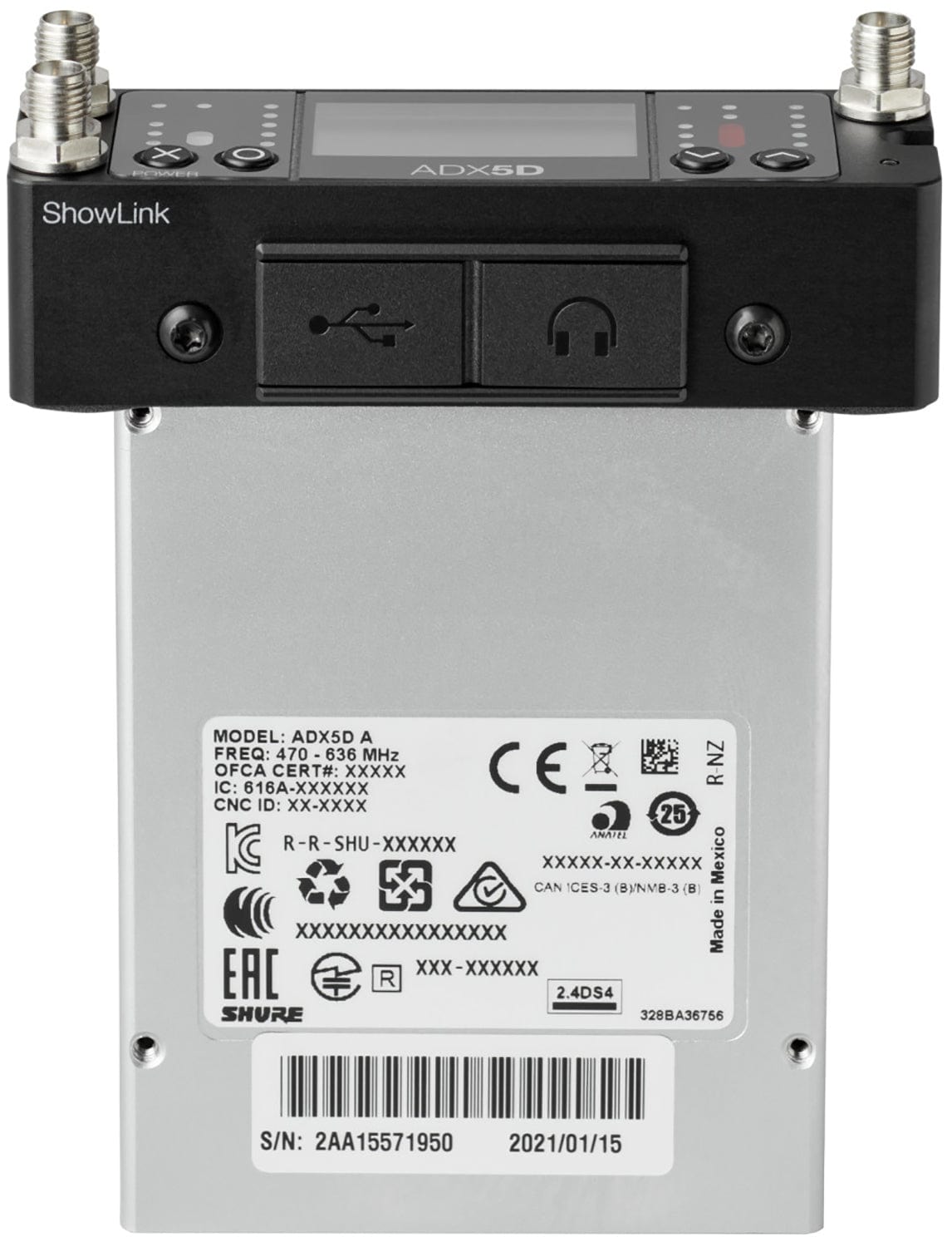 Shure Axient ADX5DUS Digital Dual-Channel Portable Wireless Receiver - C Band - Superior Performance for Your Audio Needs