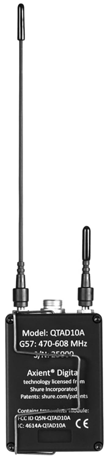 Shure Axient QTAD10A Q5X AquaMic - G57 Band: Crystal Clear Audio, Waterproof Wireless Bodypack