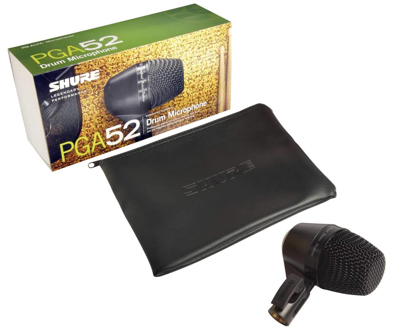 Shure PGA52-LC Dynamic Kick Drum Microphone - Cable-Free for Powerful Bass Recording