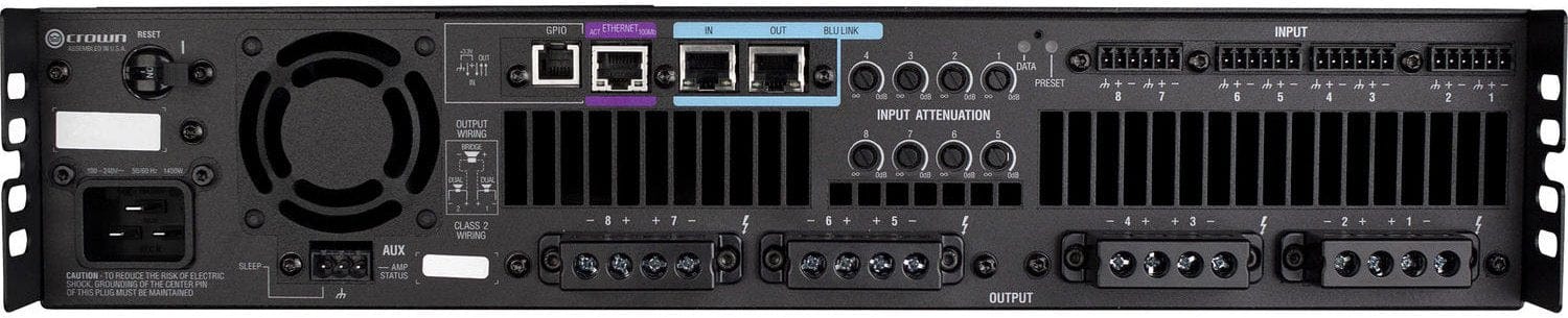 Crown DCI8X600N 8-Channel 600-Watt 4-Ohm Power Amplifier with BLU Link - 70/100 Volt - Your Audio Powerhouse