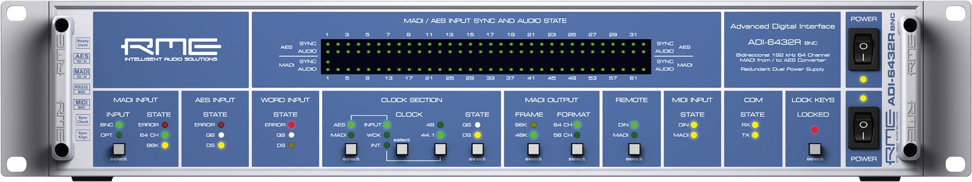 RME ADI6432R BNC Multi-Mode 24-Bit/192KHz 2x64-Channel MADI to AES Converter - Your Ultimate Audio Solution
