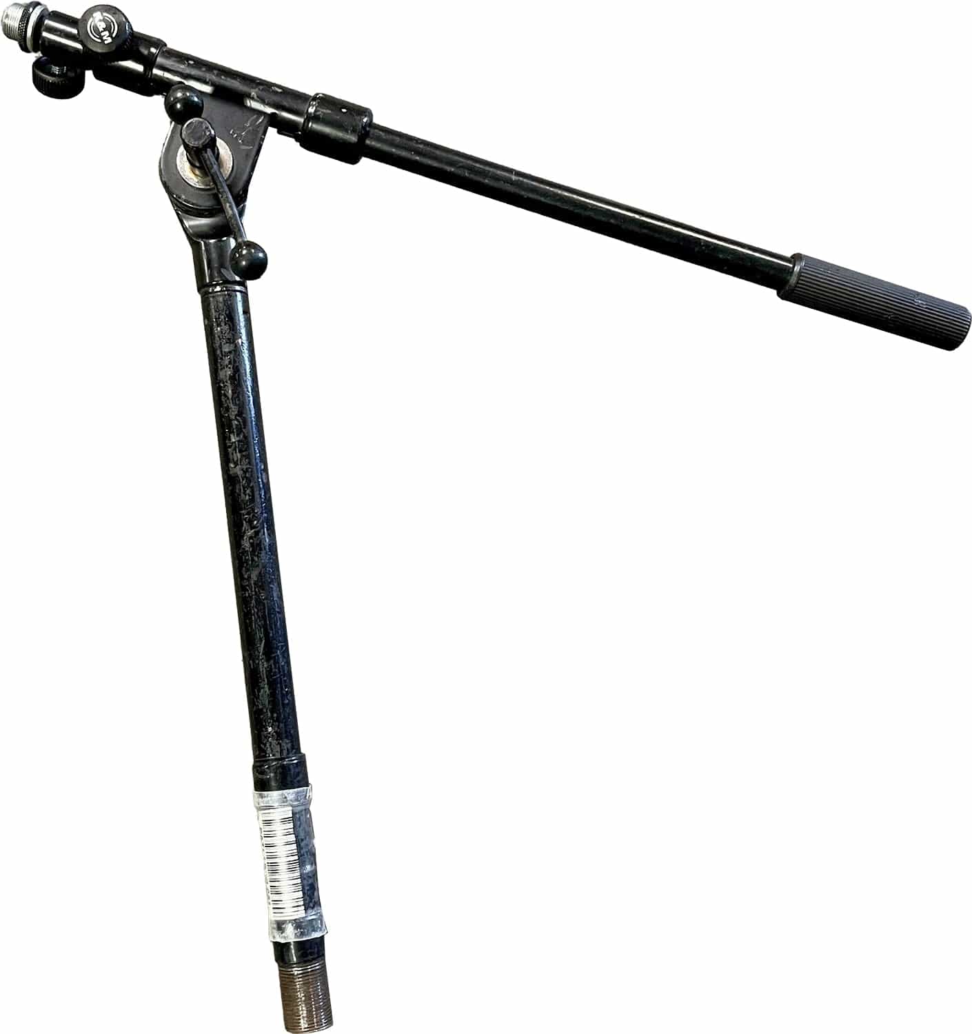 K&M Compact Straight Black Microphone Stand with Adjustable Boom Arm - Base Not Included