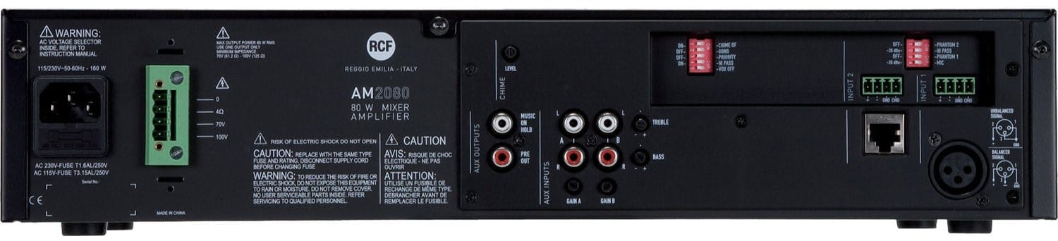 RCF AM 2080 Digital Mixer/Amplifier - 80W RMS Powerhouse for Versatile Sound