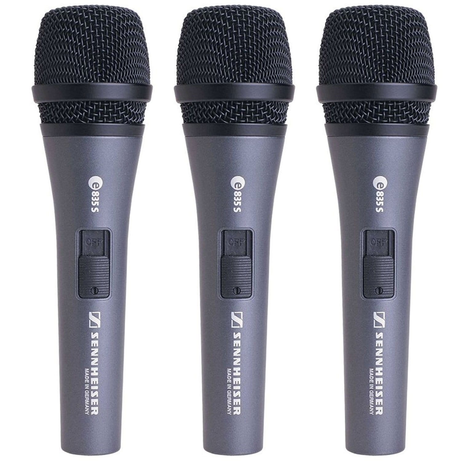 Sennheiser e835-S Dynamic Switched Microphone Bundle - 3 Pack