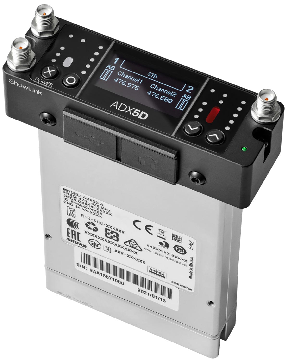 Shure Axient ADX5DUS Digital Dual-Channel Portable Wireless Receiver - C Band - Superior Performance for Your Audio Needs