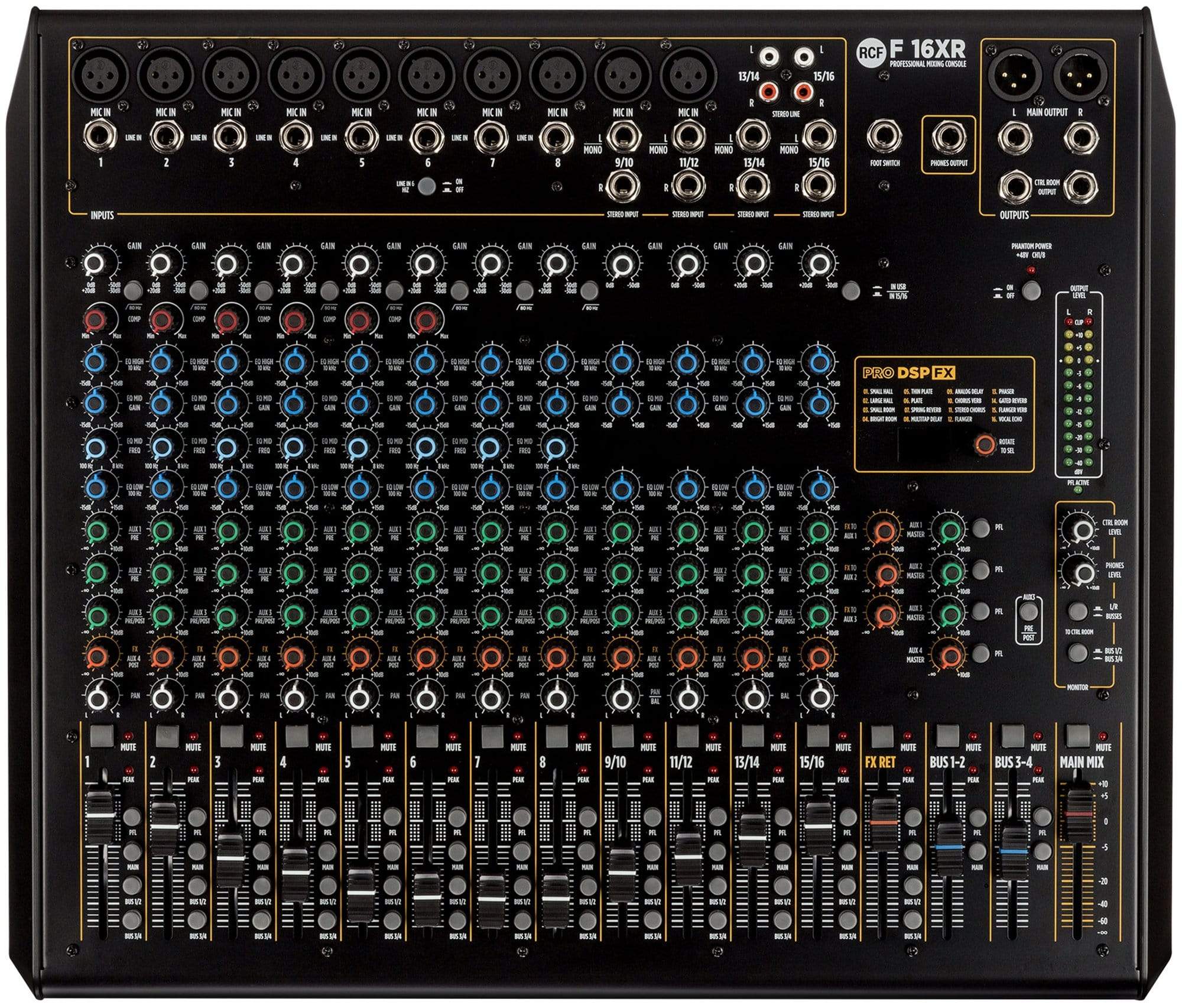 RCF F16-XR Professional 16-Channel Mixer with FX and Recording Capabilities