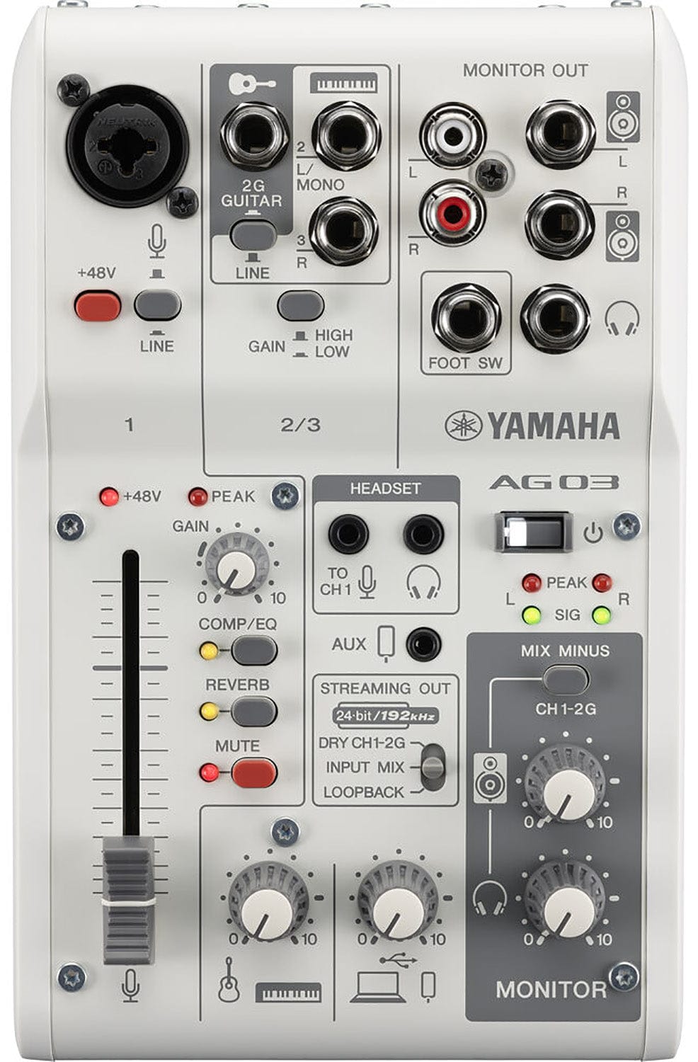 Yamaha AG03MK2-W 3-Channel Mixer: Your All-in-One Streaming and Recording Solution