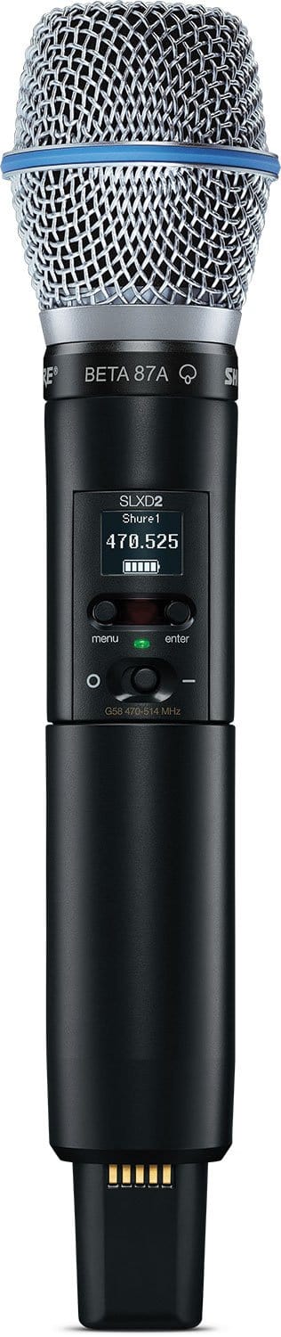 Shure SLXD2/B87A Handheld Transmitter: Rock Your Performances with Beta 87A Capsule - J52 Band