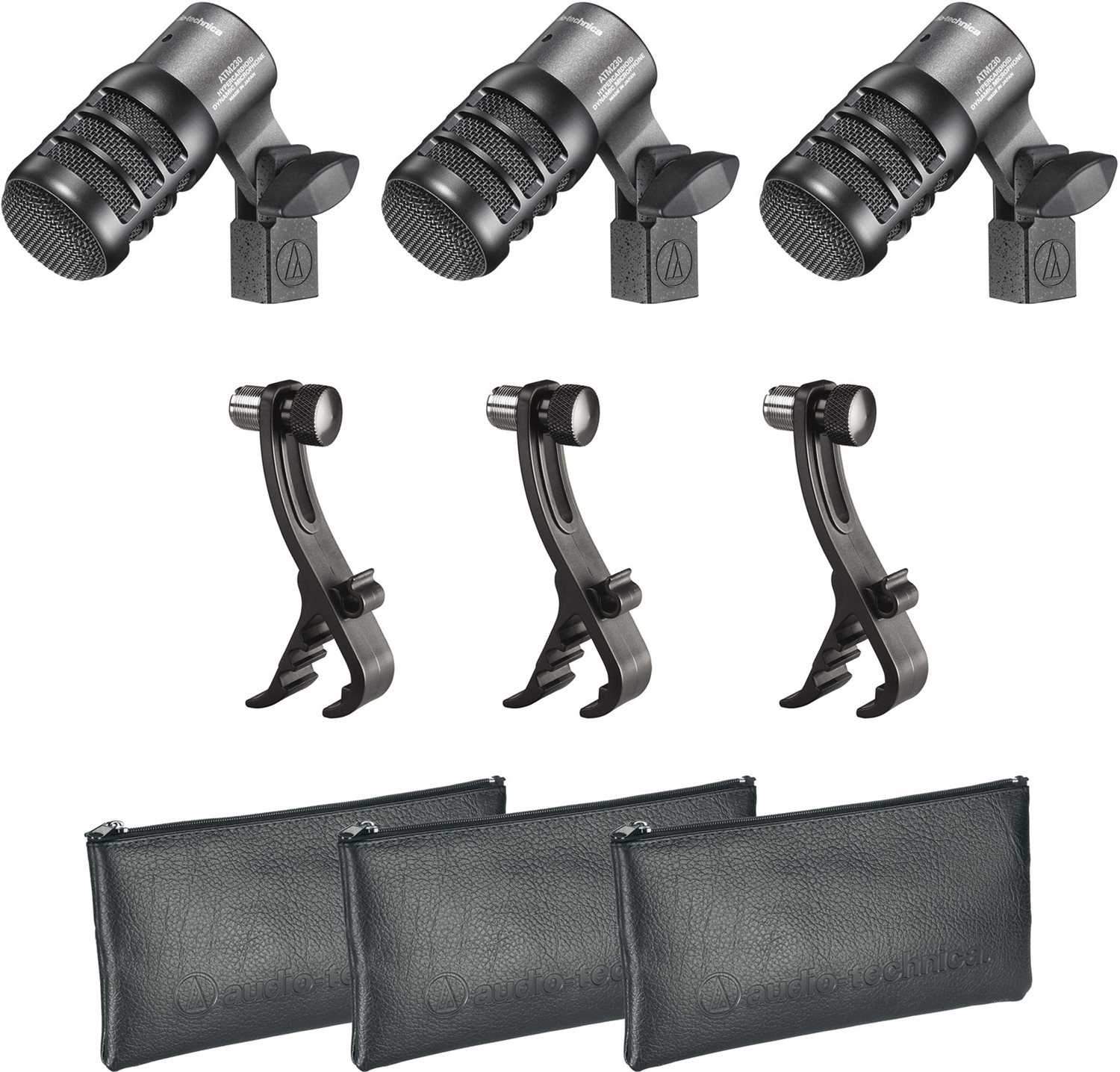 Audio Technica ATM230PK Professional 3-Pack Drum Microphone Bundle