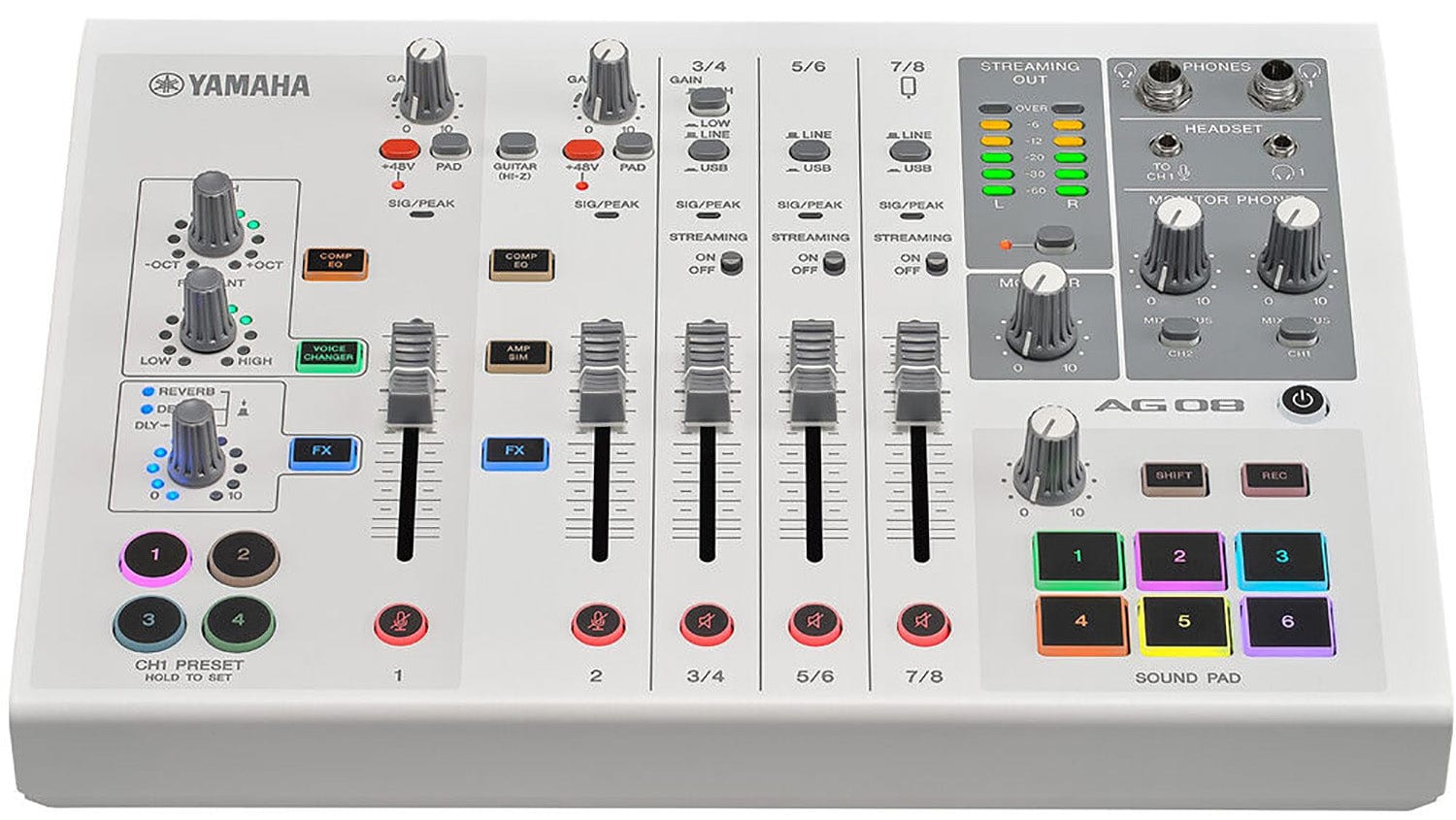 Yamaha AG08-W 8/USB，IOS/Mac/PC - 