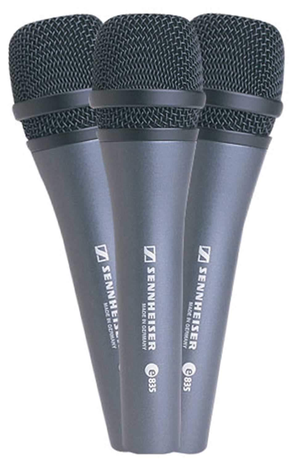 Sennheiser E835 Dynamic Microphone 3-Pack with Clips - The Ultimate Vocal Performance Bundle